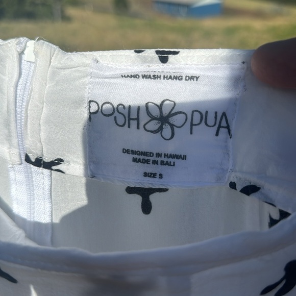 Posh Pua Holoholo Hawaii High waist Flowy Beach shorts Black White Small - Picture 4 of 6